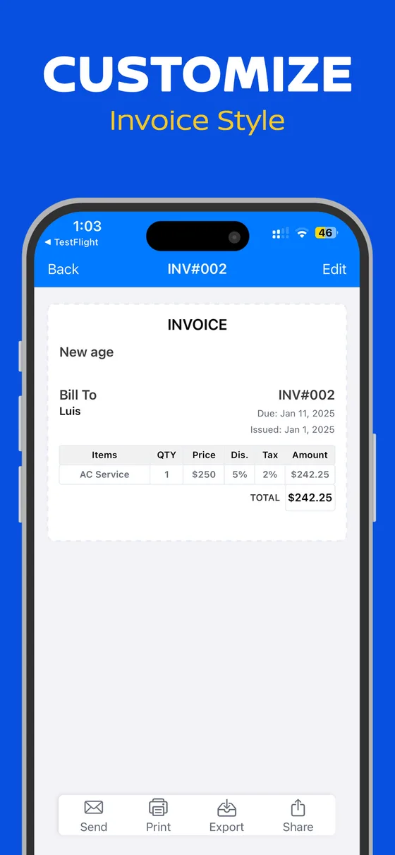 invoicemaker app screenshot